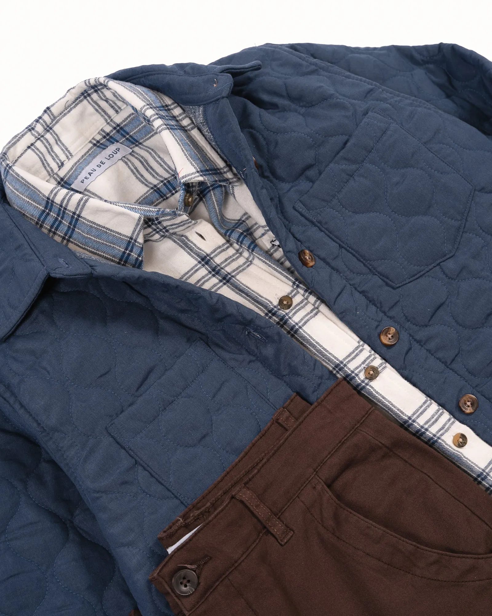 Navy Cotton Quilted Shacket