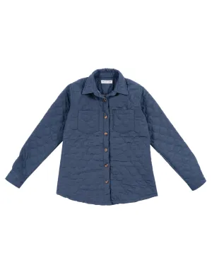 Navy Cotton Quilted Shacket