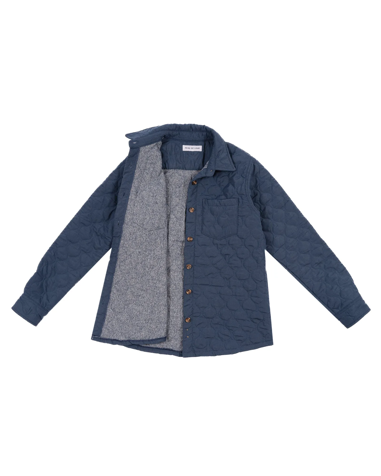 Navy Cotton Quilted Shacket