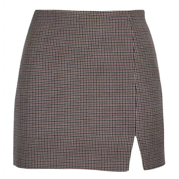 NEW LUCY PARIS dani houndstooth skirt in brown multi