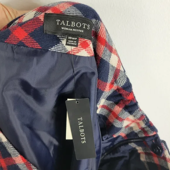 New Talbots Wool Plaid Elastic Waist A Line Mini Skirt
