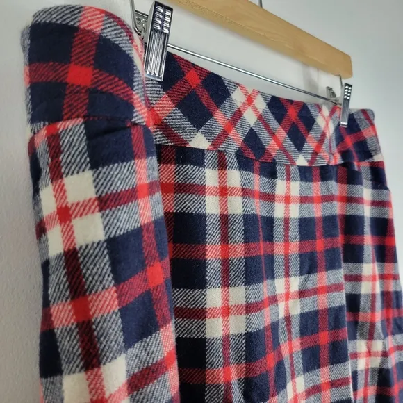 New Talbots Wool Plaid Elastic Waist A Line Mini Skirt