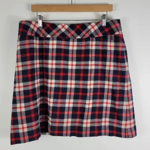 New Talbots Wool Plaid Elastic Waist A Line Mini Skirt