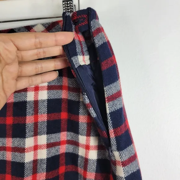 New Talbots Wool Plaid Elastic Waist A Line Mini Skirt