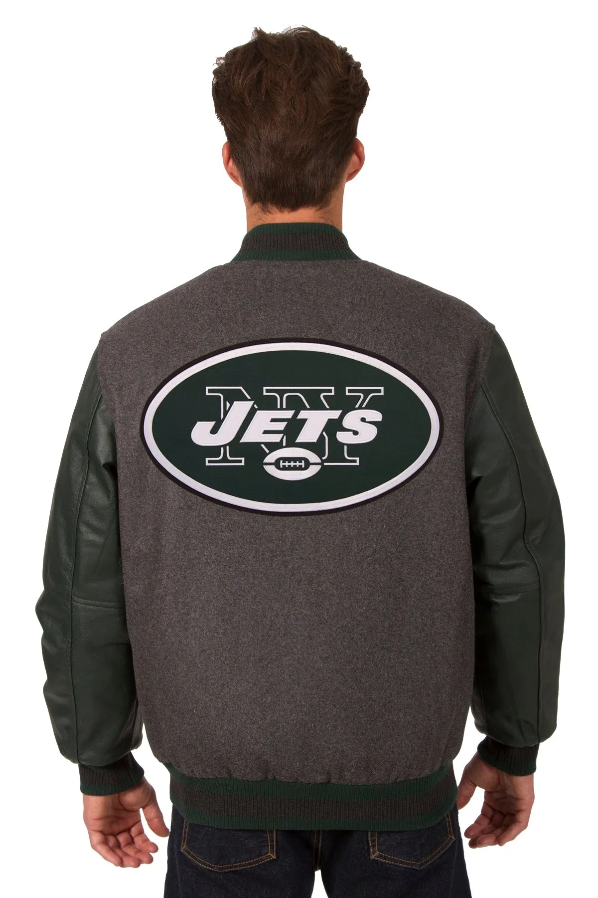 New York Jets Reversible Wool and Leather Jacket