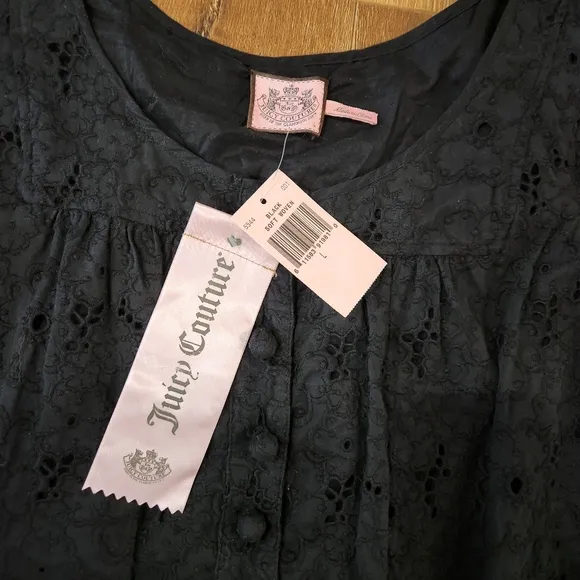 NWT Juicy Couture lace embroidered floral ruffle dress large bohocore preppy