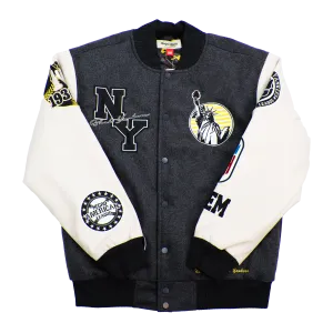 NY BLACK YANKEES VARSITY JACKET (GREY)