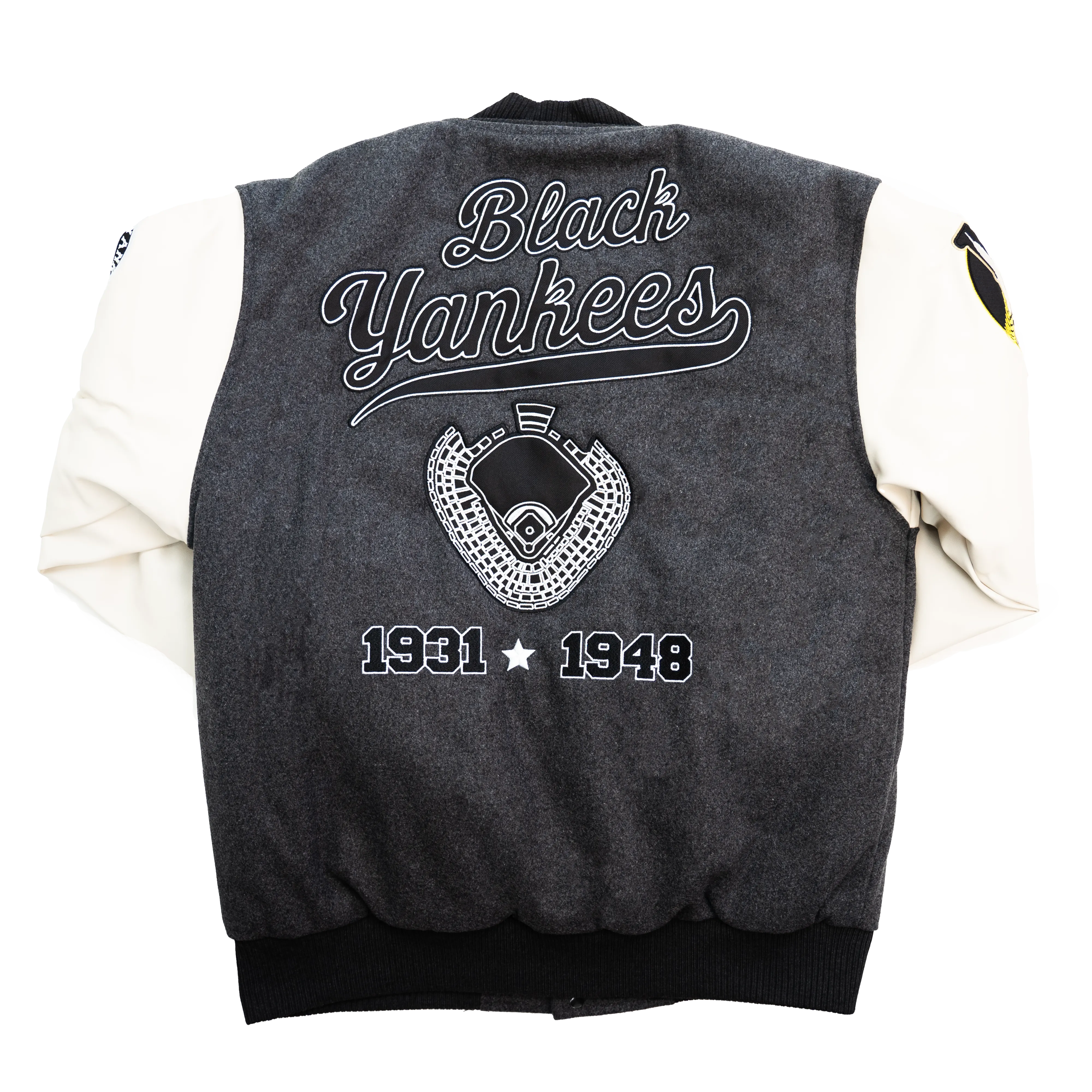 NY BLACK YANKEES VARSITY JACKET (GREY)