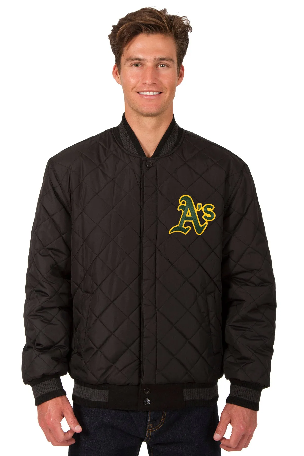 Oakland A's Reversible Wool and Leather Jacket