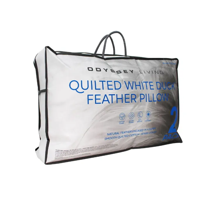Odyysey Living 2 PACK White Duck Feather Pillow