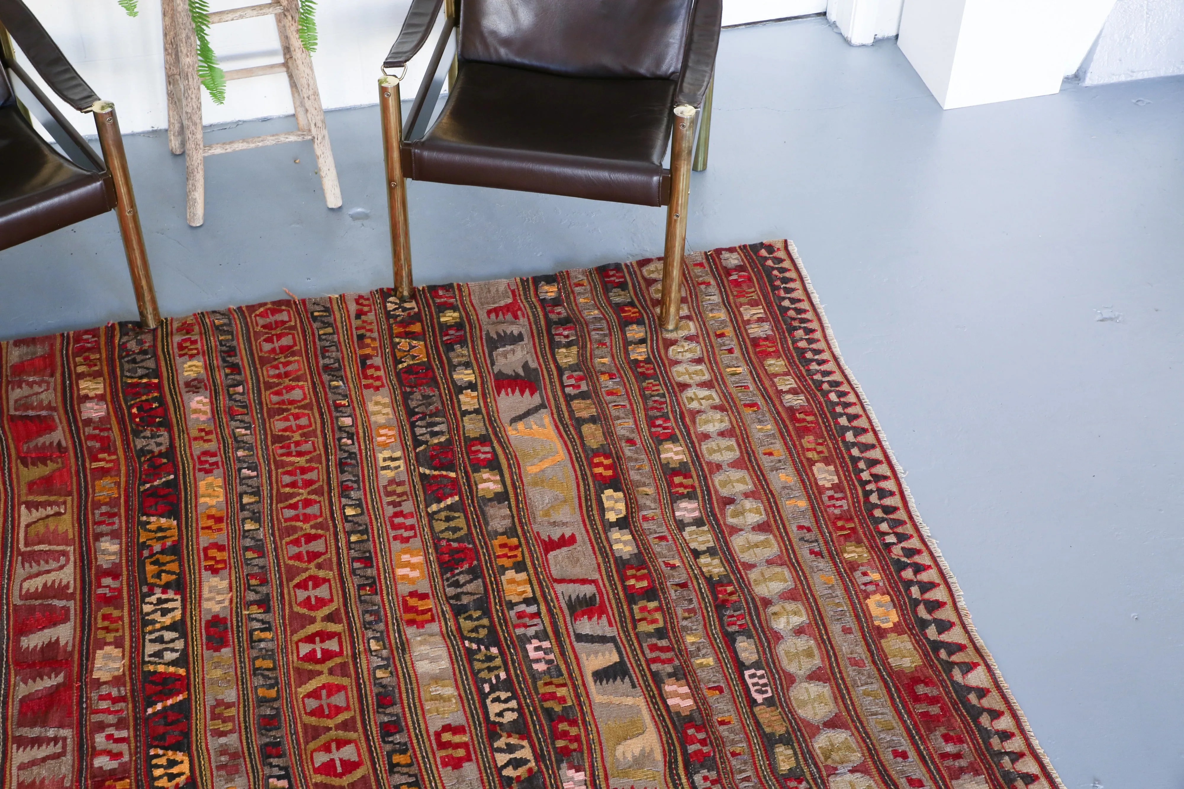 Old Konya Karapınar Kilim 6ftx7.7ft