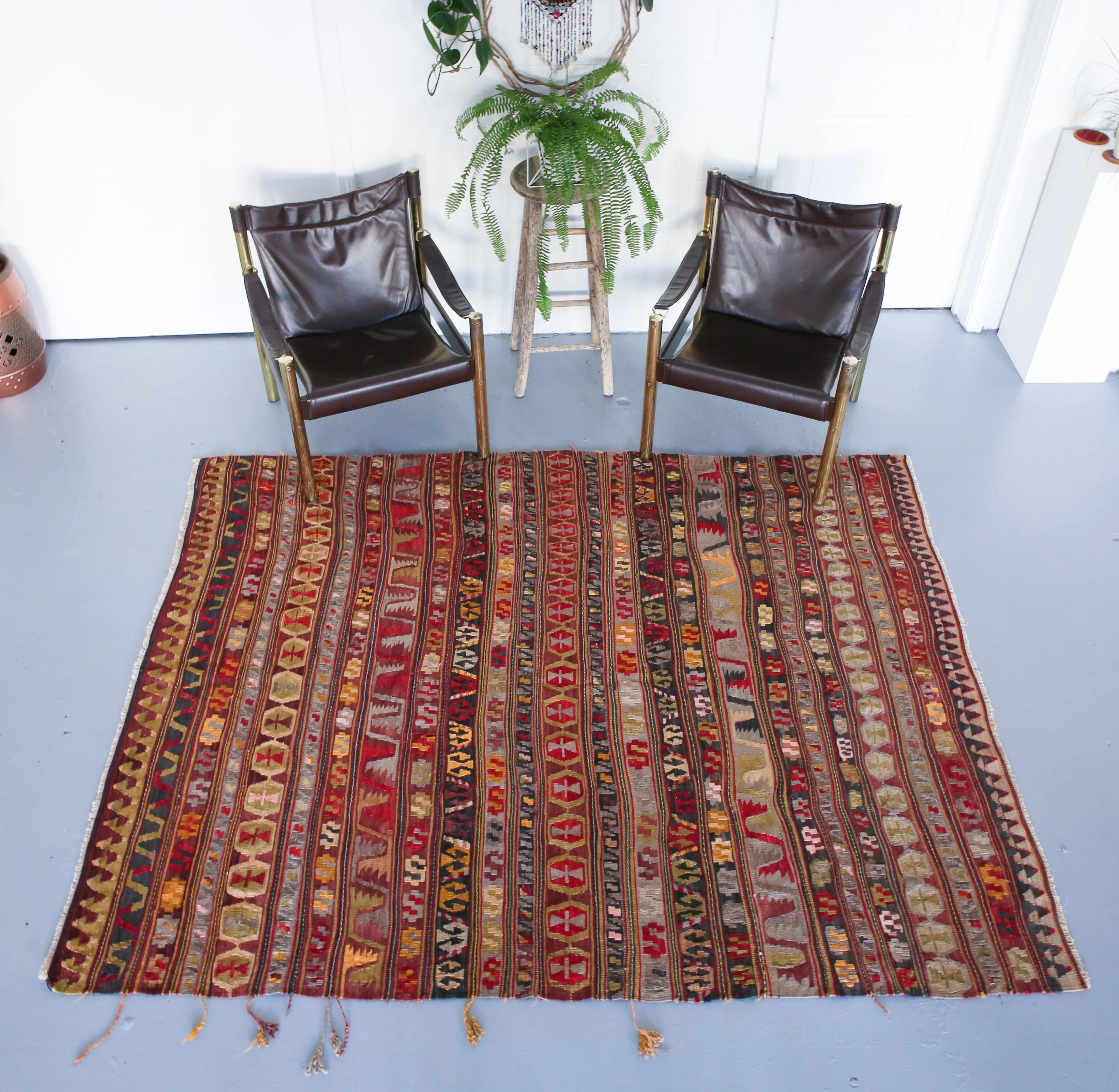 Old Konya Karapınar Kilim 6ftx7.7ft