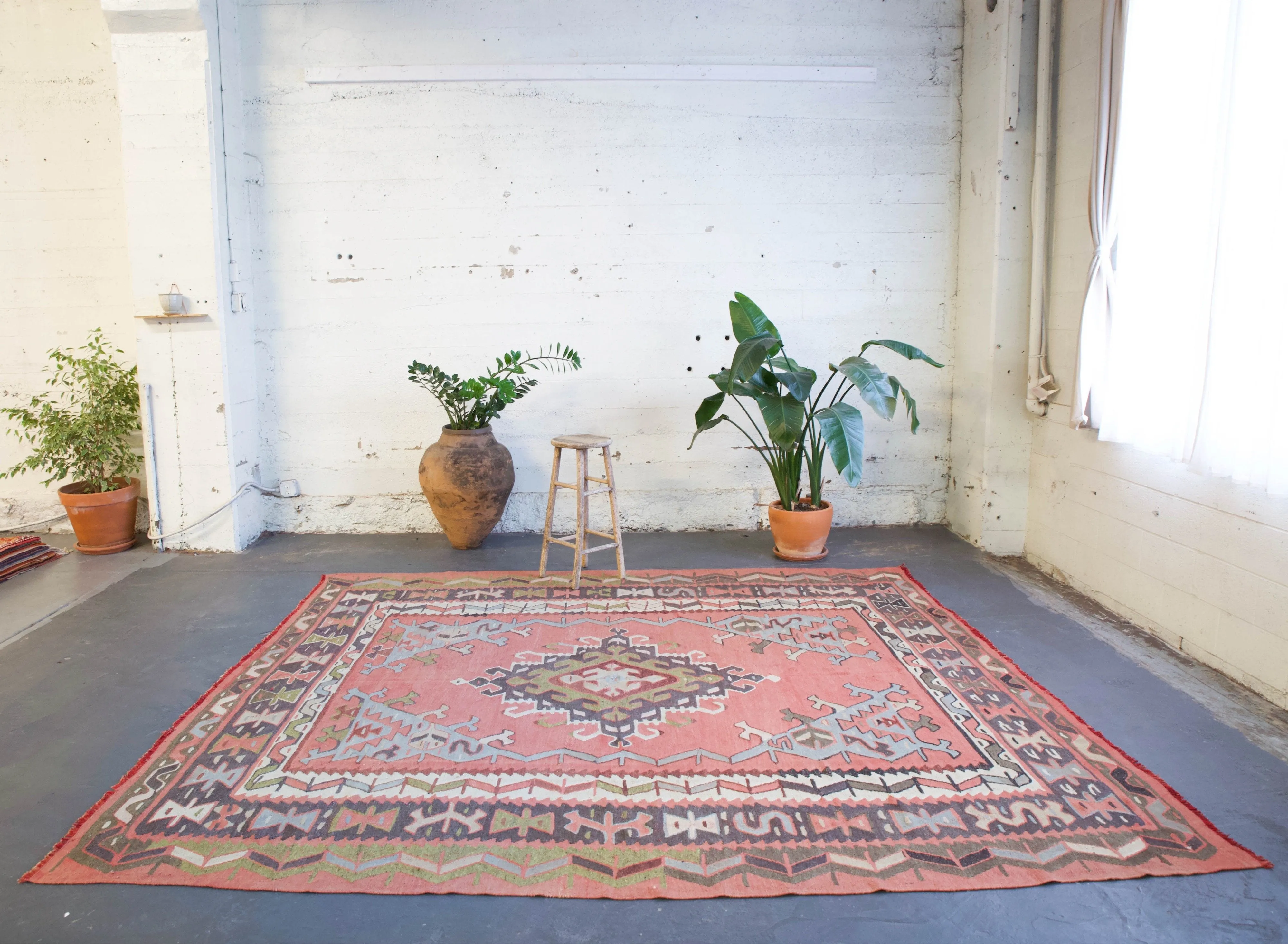 Old Turkish Oushak Kilim Rug