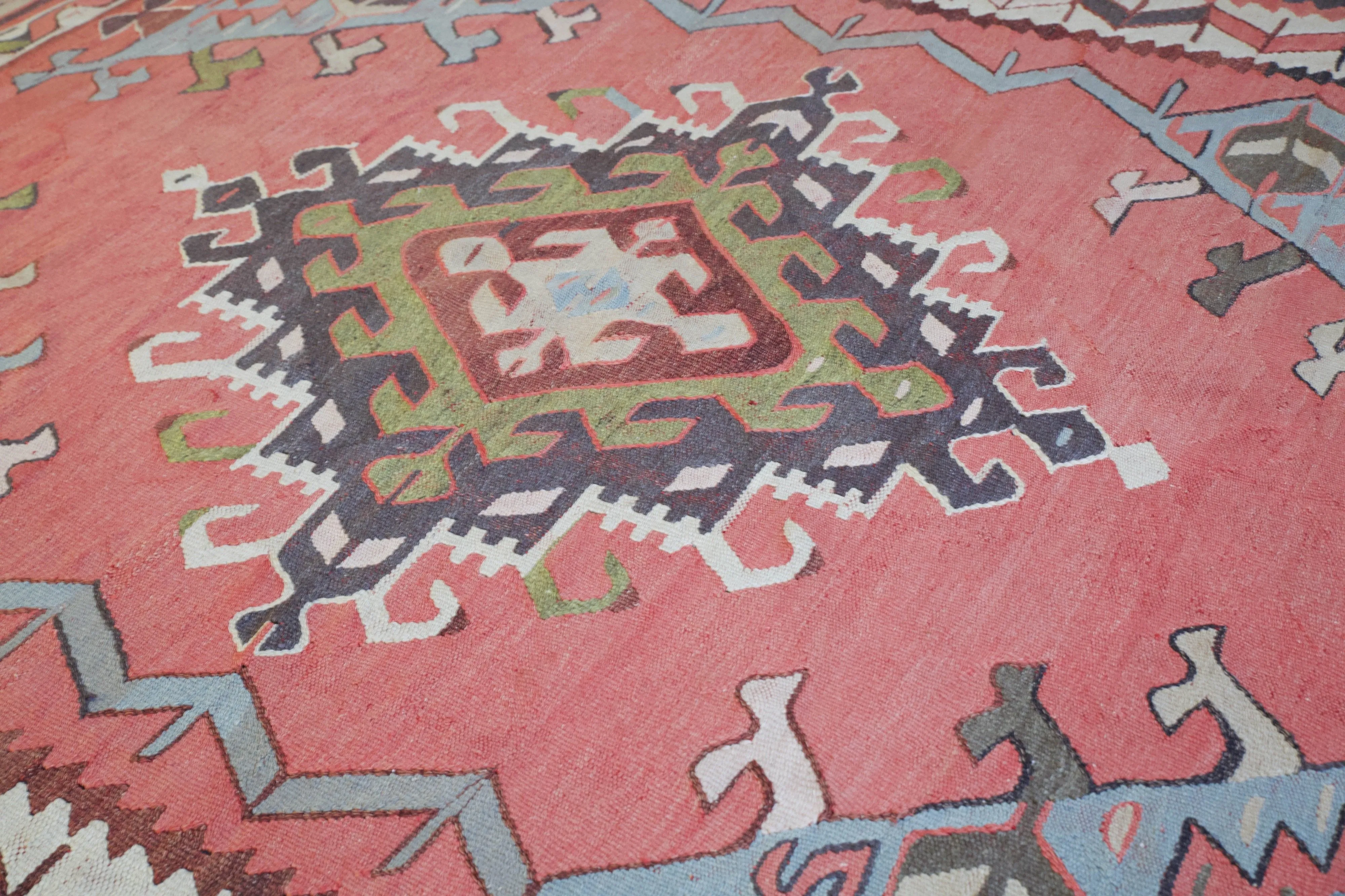 Old Turkish Oushak Kilim Rug