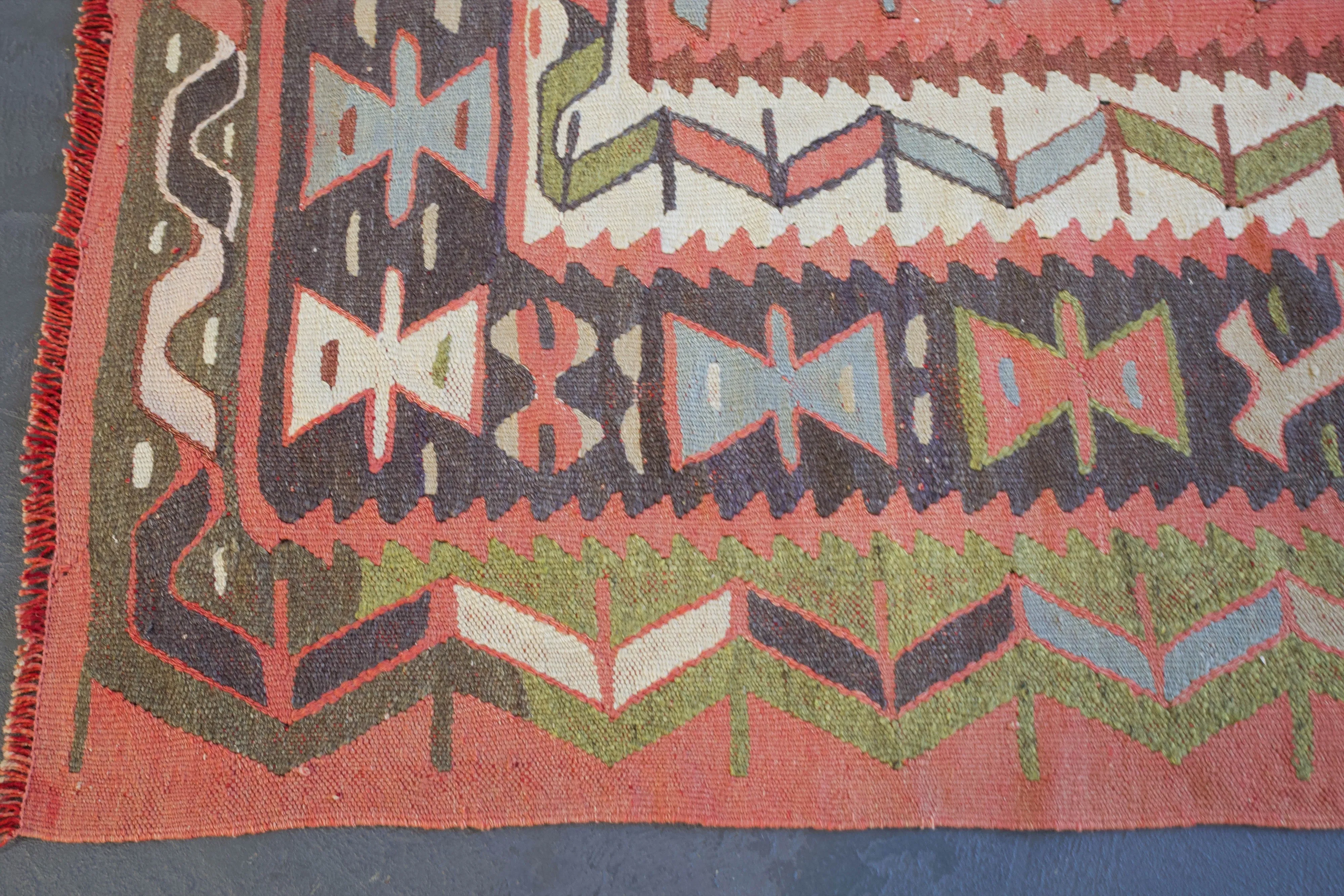 Old Turkish Oushak Kilim Rug