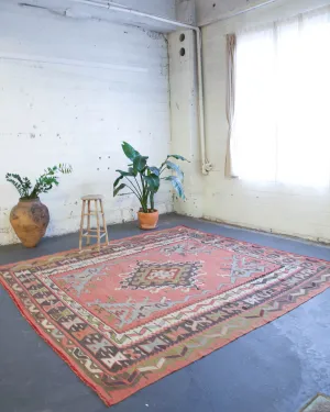 Old Turkish Oushak Kilim Rug