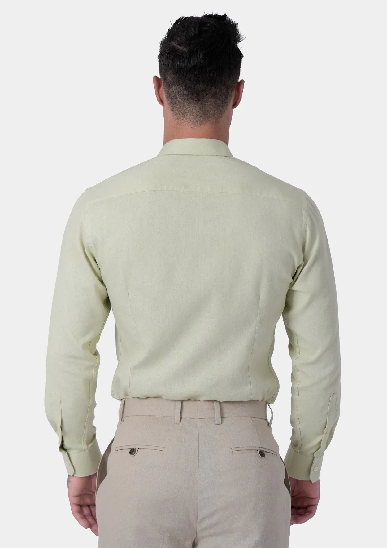 Olive Cream Linen Blend Shirt