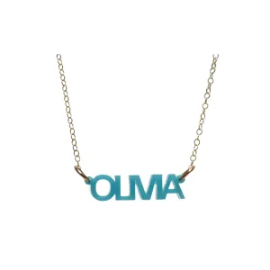 OLIVIA Nameplate Necklace on Apex Chain (WS)