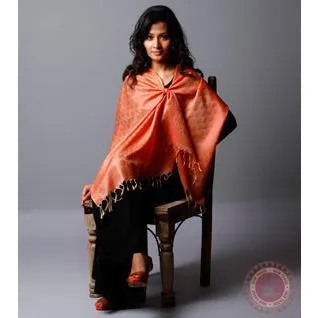 Orange Cotton Silk Stole