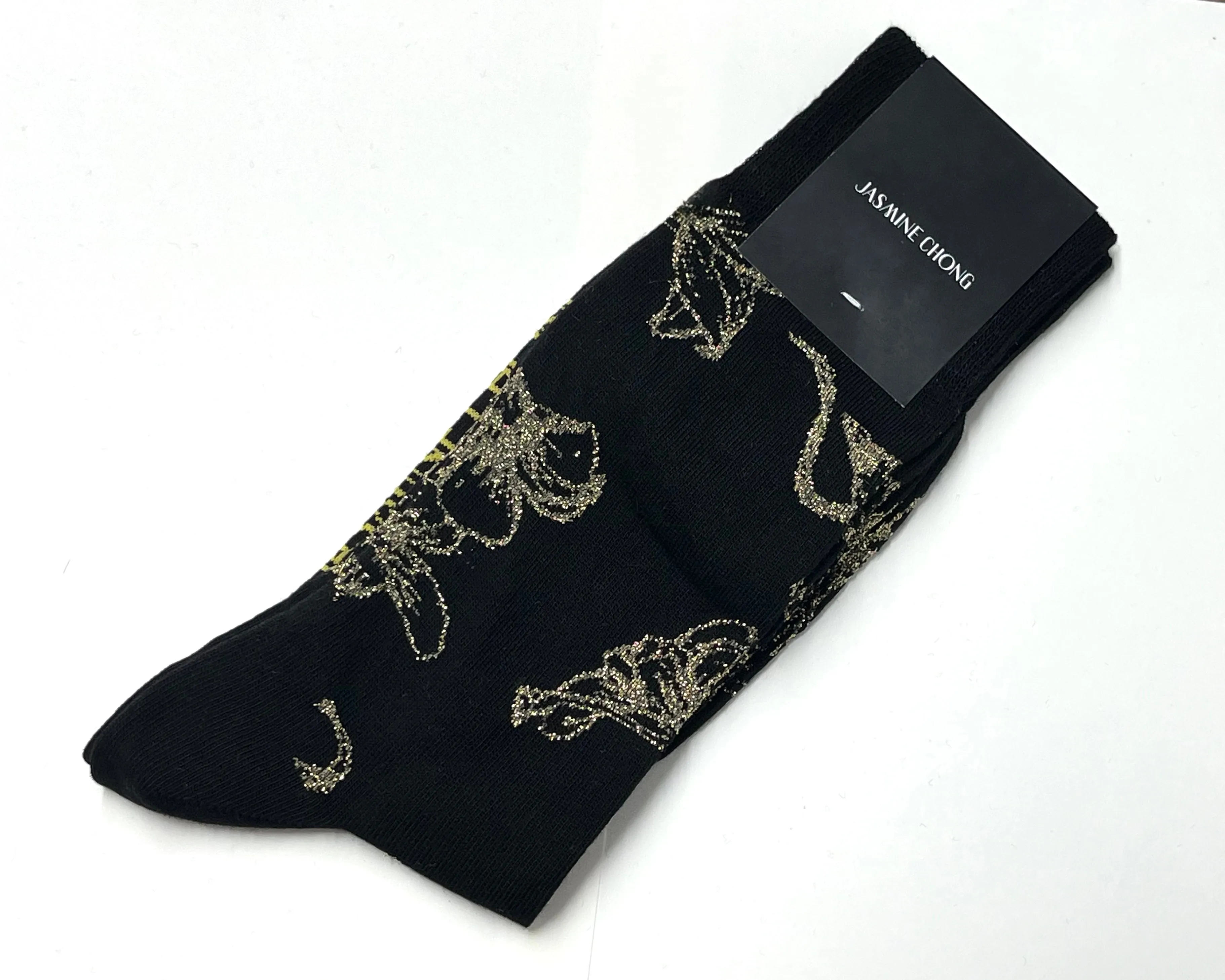 Orchid Metallic Gold Socks