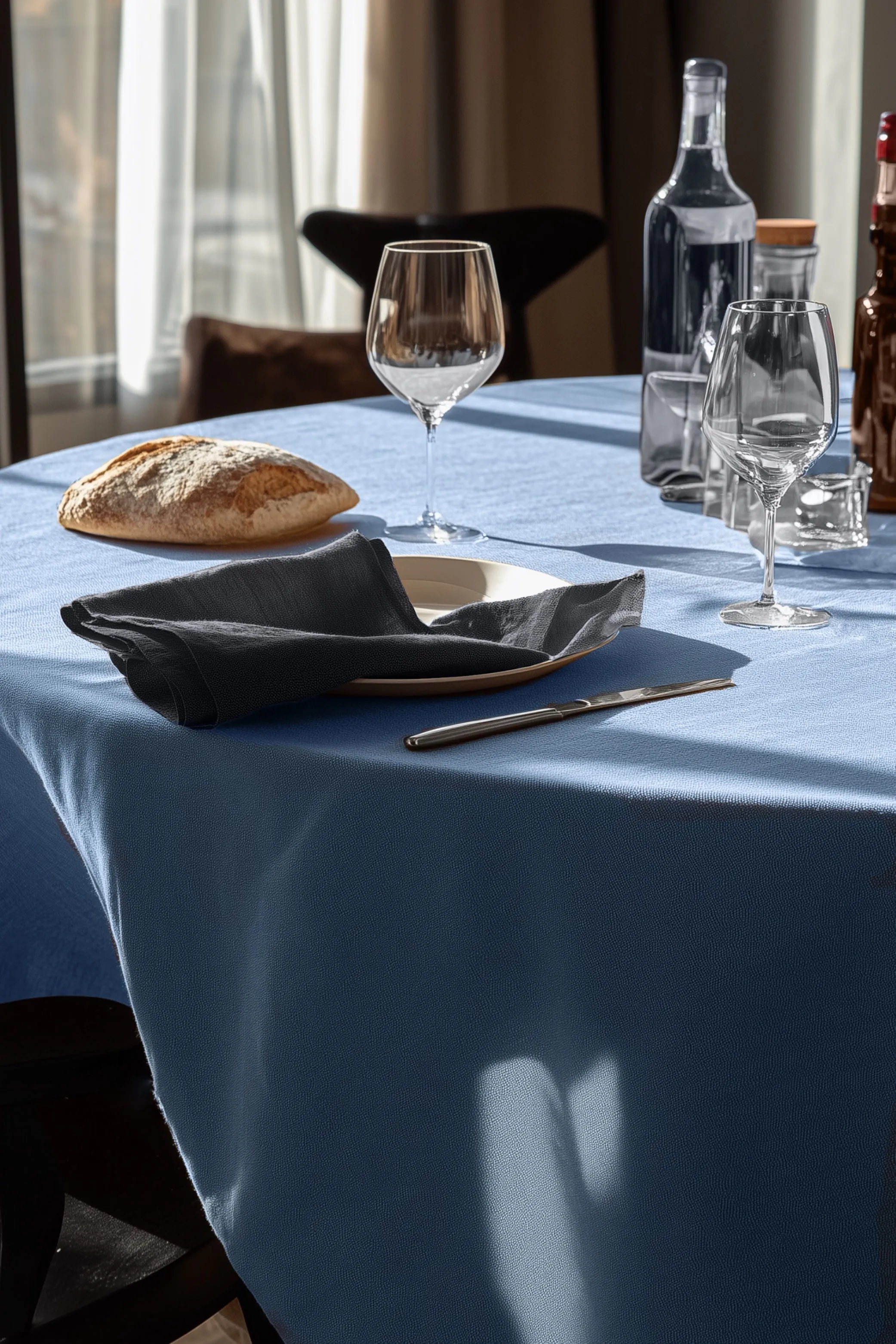 Oval Tablecloth - Light blue