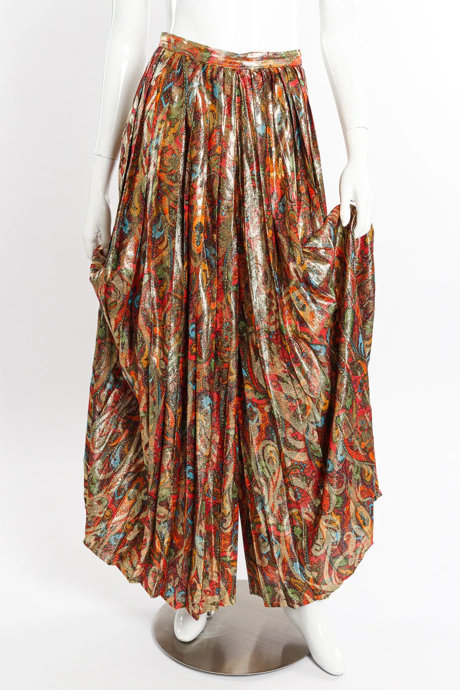 Paisley Lamé Pleated Palazzo Pant II