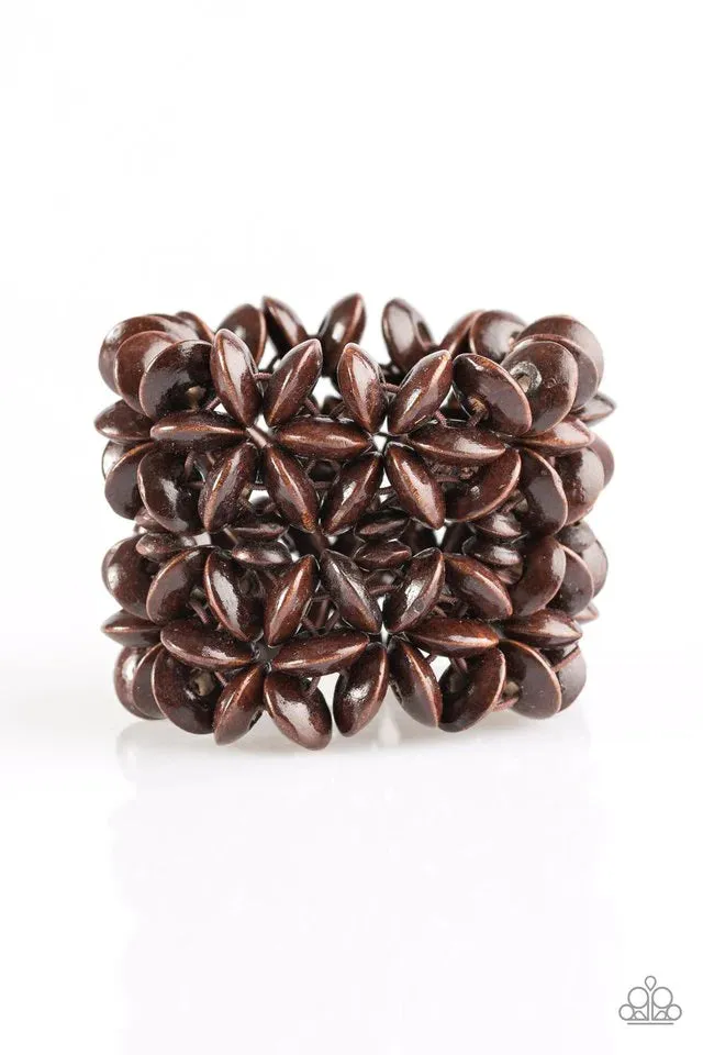 Paparazzi - Hawaii Haven Brown Wood Bracelet