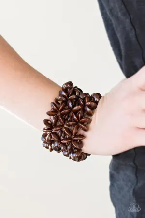 Paparazzi - Hawaii Haven Brown Wood Bracelet