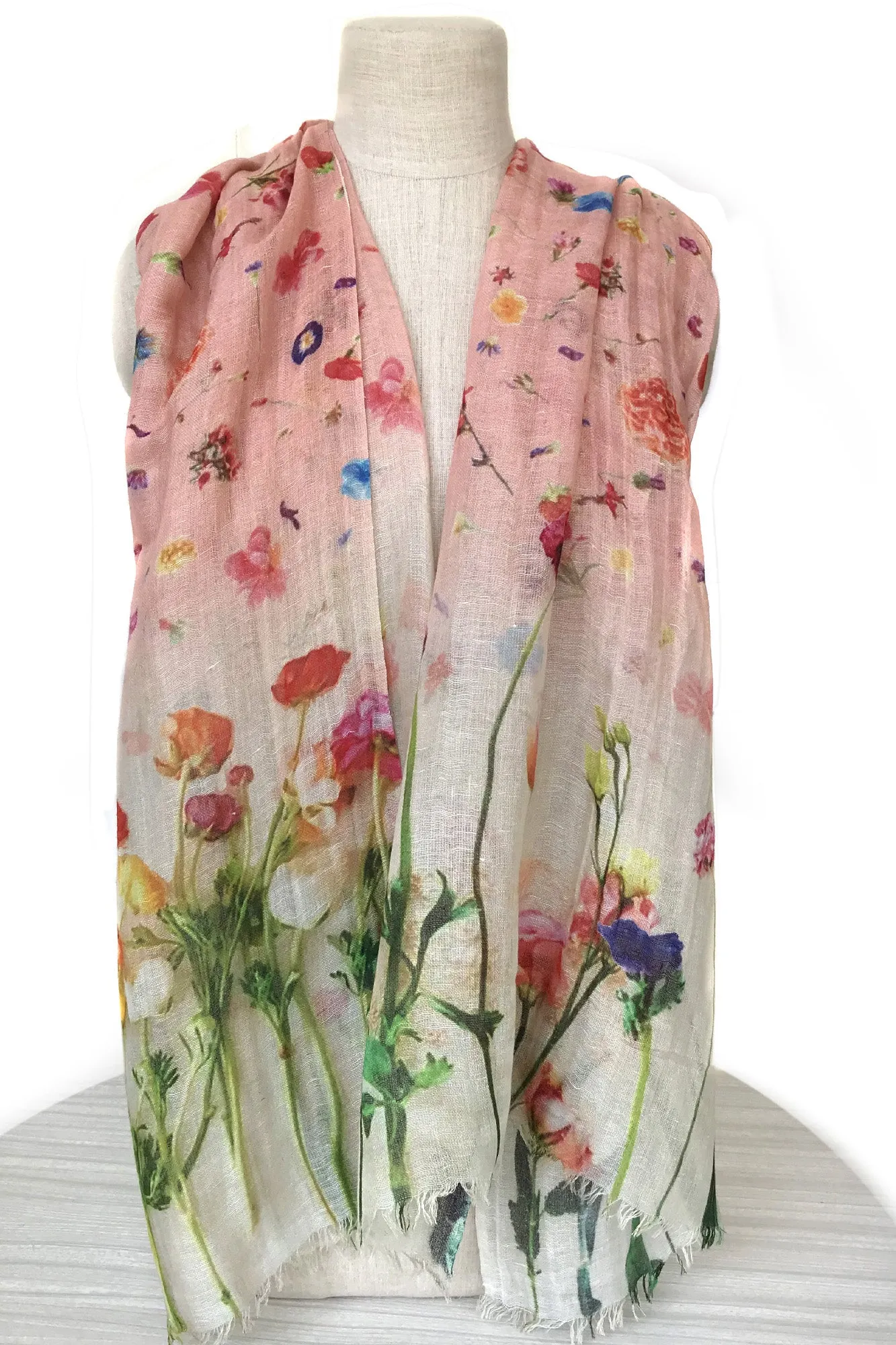 Peach & Cream Floral Scarf