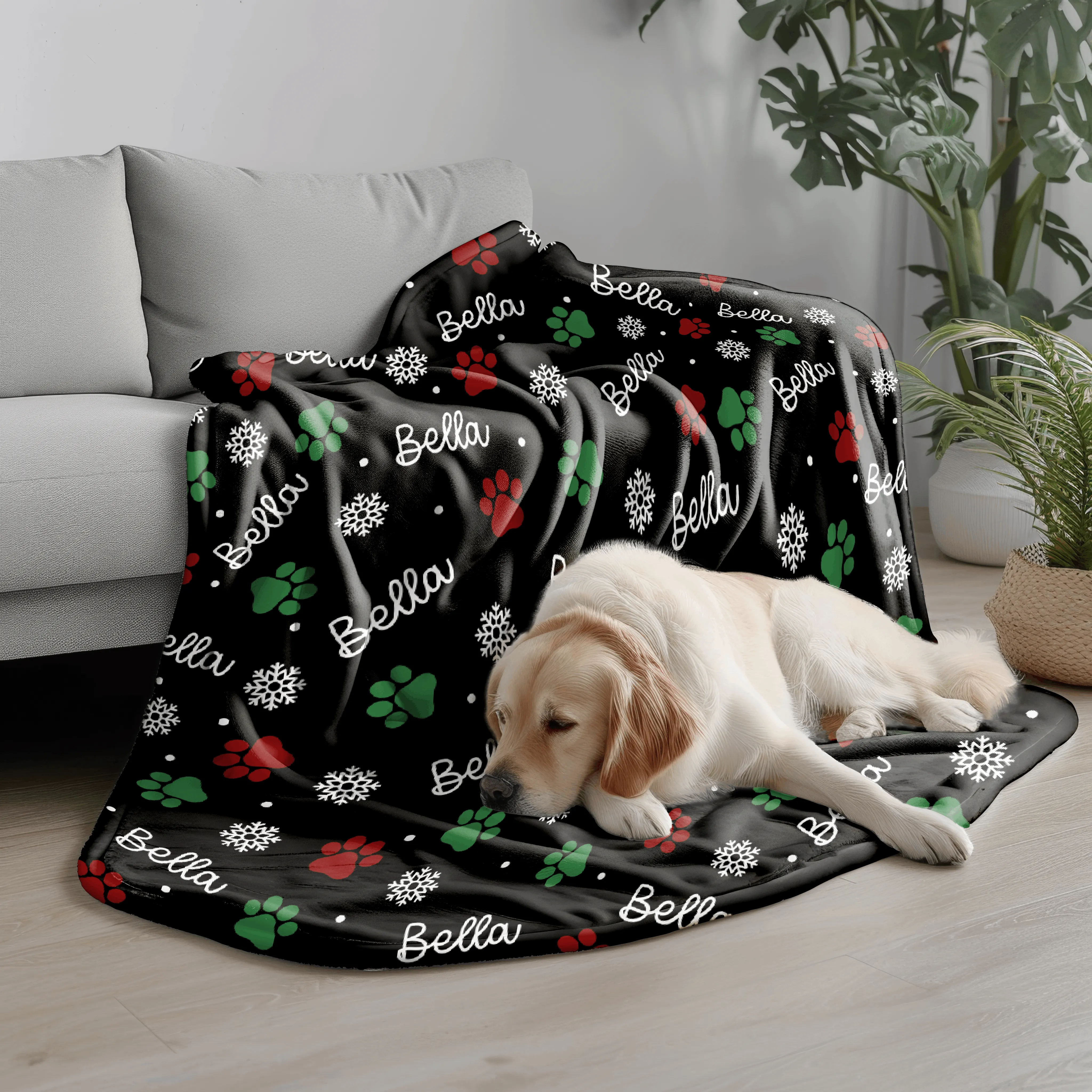 Personalized Dog christmas blanket