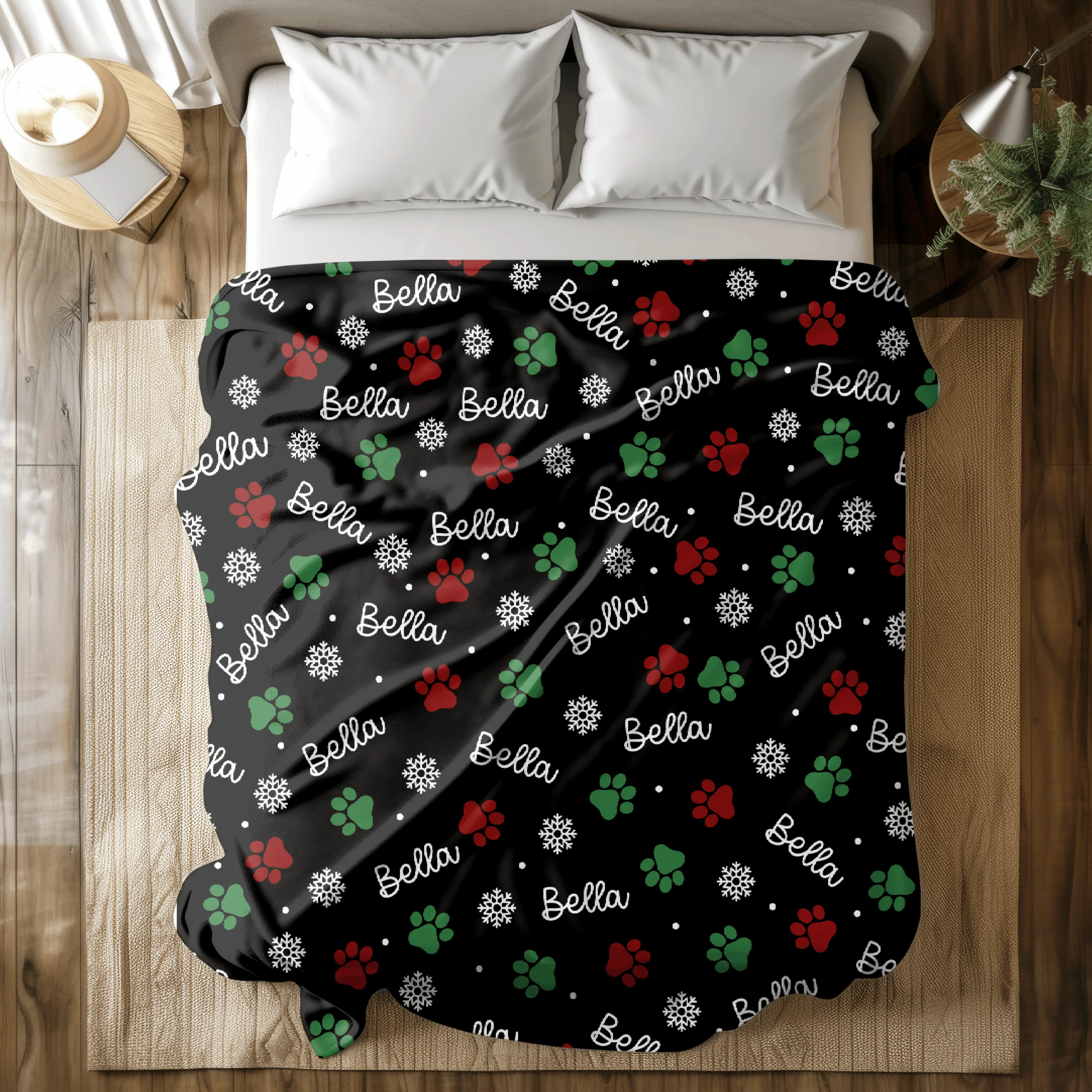 Personalized Dog christmas blanket