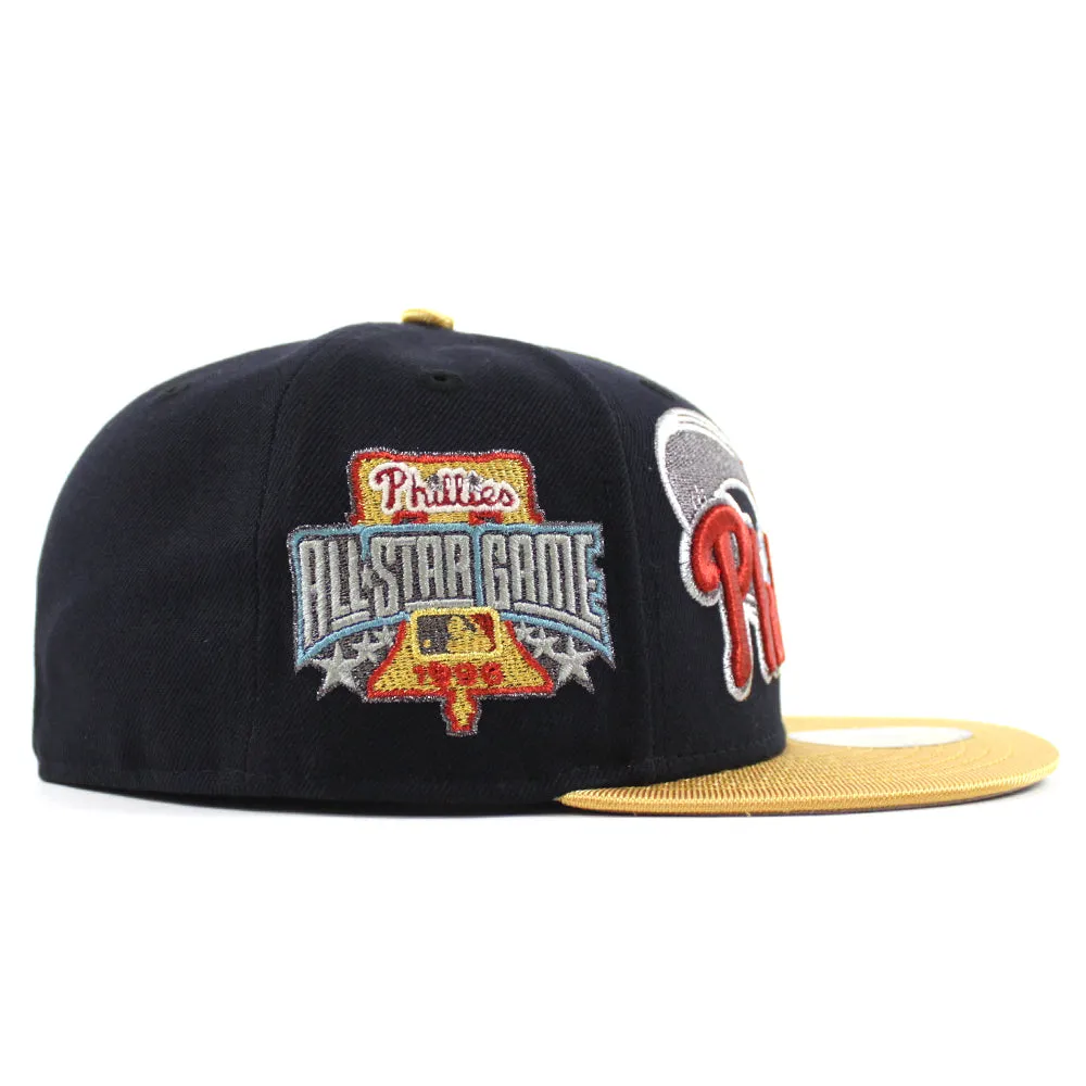 Philadelphia Phillies 1996 All Star Game 59Fifty New Era Fitted Hat (Navy Metallic Gold Gray Under Brim)