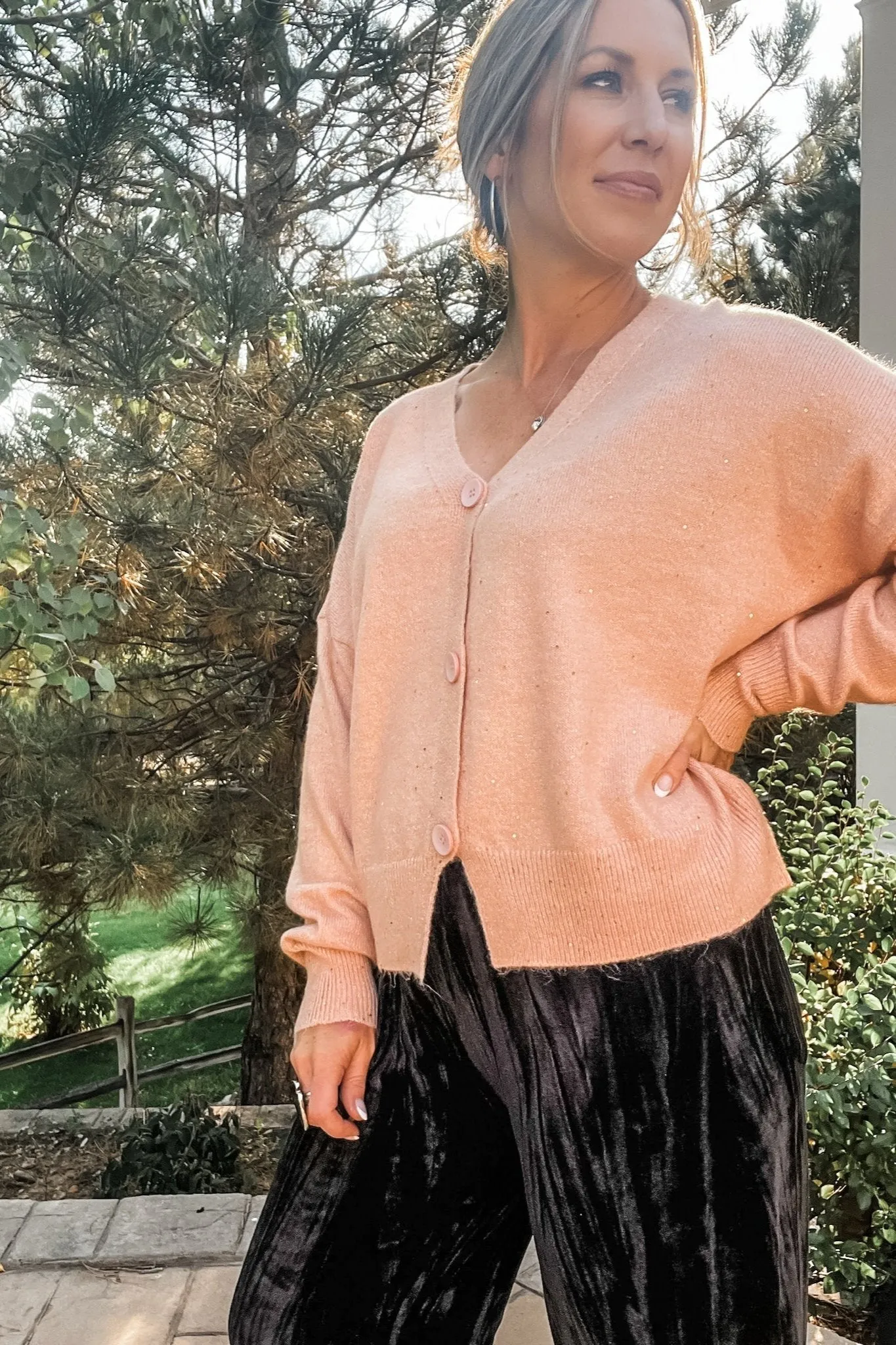 Pink & Gold Flecked Cardigan