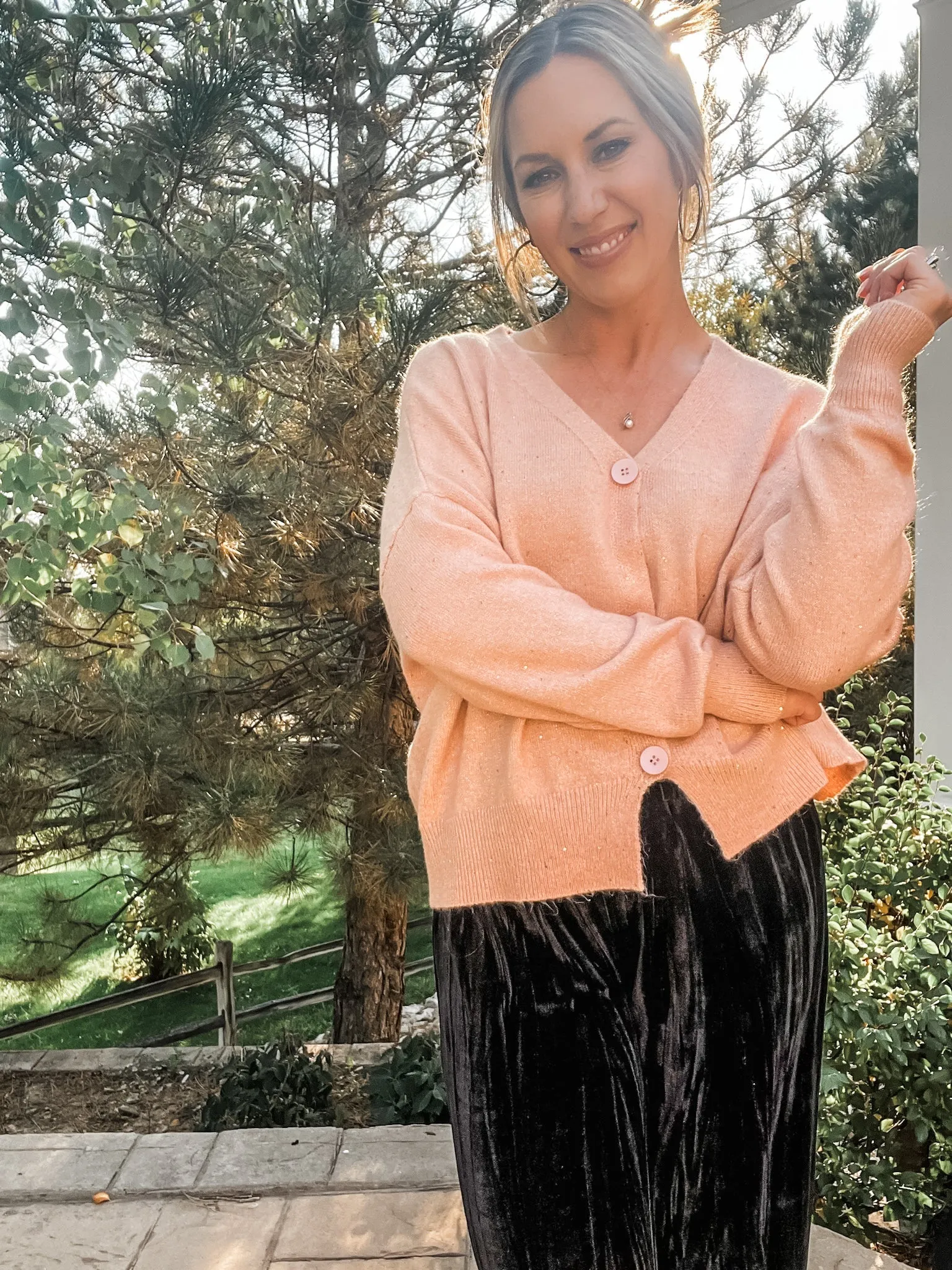 Pink & Gold Flecked Cardigan