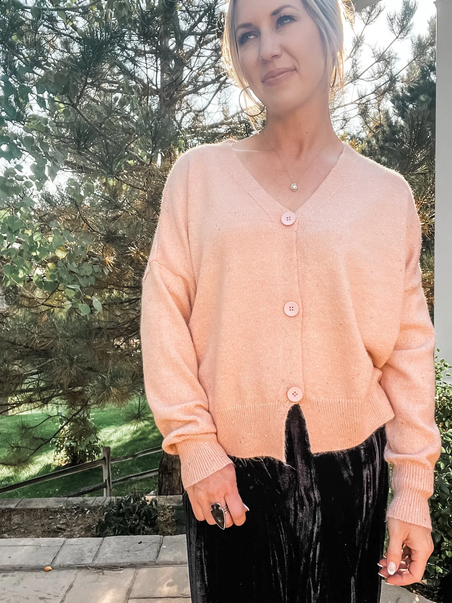 Pink & Gold Flecked Cardigan