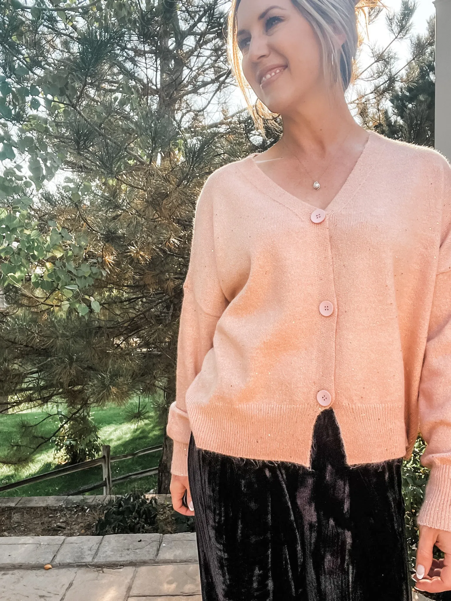 Pink & Gold Flecked Cardigan
