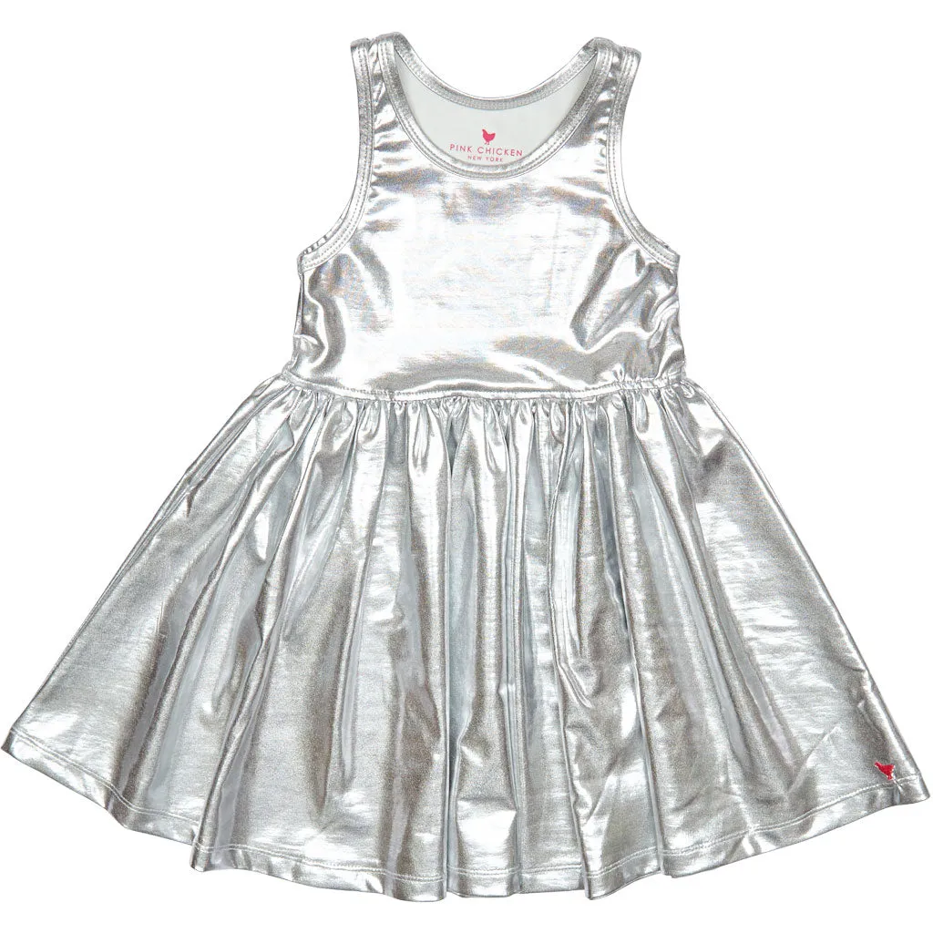 Pink Chicken Liza Lame Dress - Silver