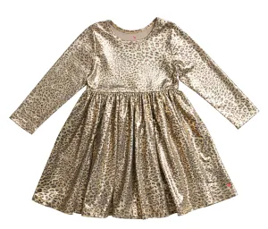 Pink Chicken Liza Lame L/S Dress - Leopard Metallic
