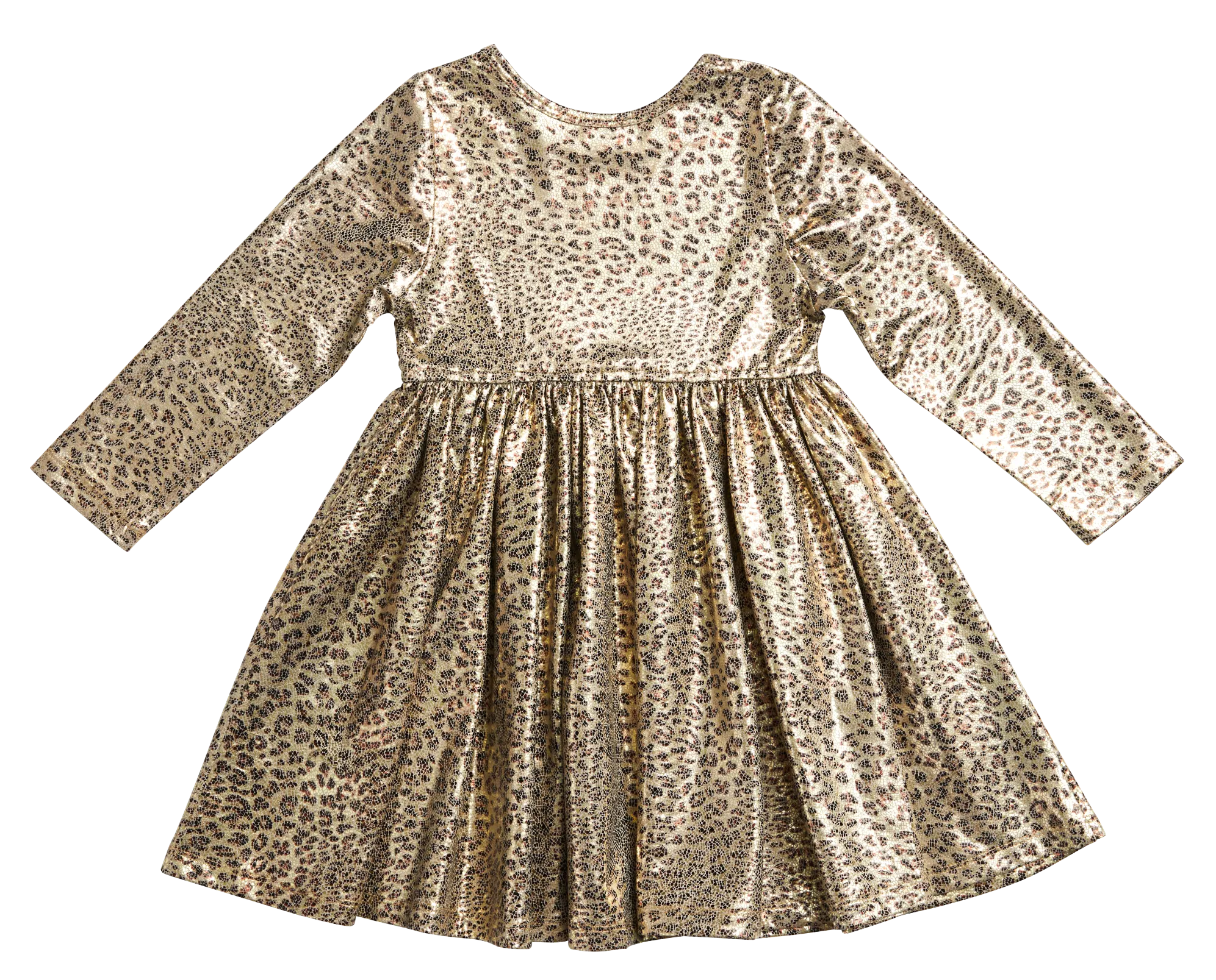 Pink Chicken Liza Lame L/S Dress - Leopard Metallic