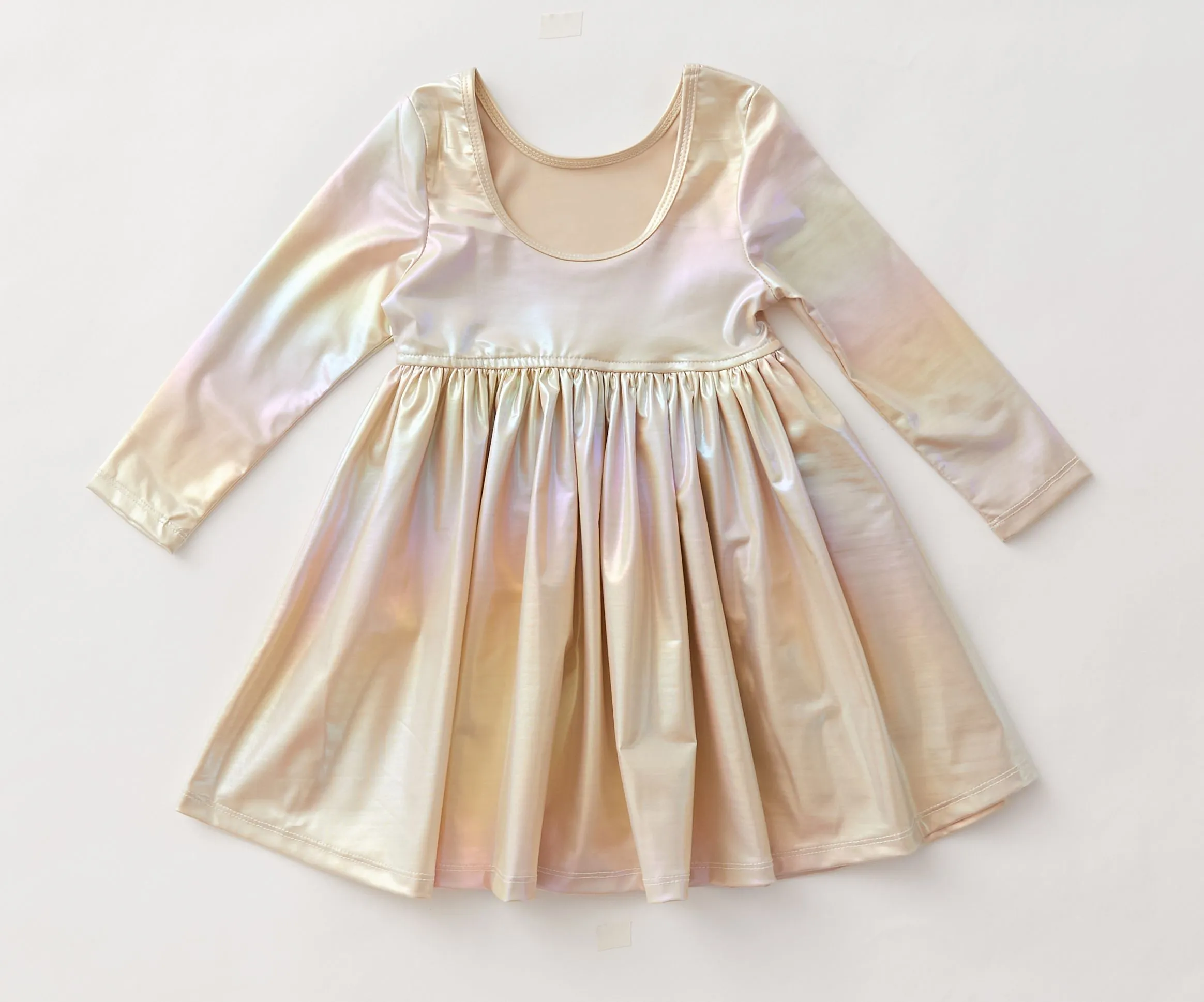 Pink Chicken Liza Lame L/S Dress - Pearlized Metallic