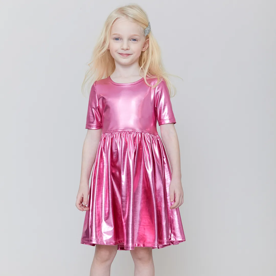 Pink Chicken Steph Dress - Pink Lame