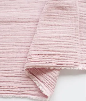 Pink Wrinkled Cotton Gauze, Double Gauze, Light Pink Color Gauze, Crinkle Gauze, Yoryu Gauze - 59" Wide - By the Yard 95369