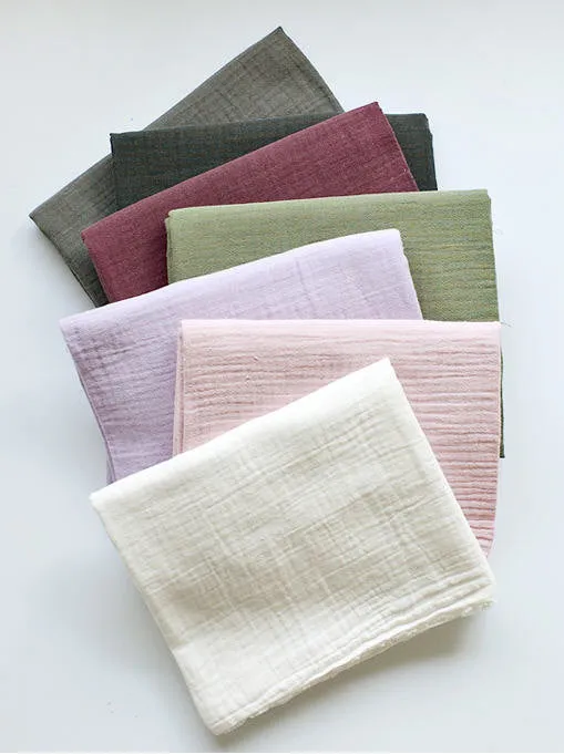 Pink Wrinkled Cotton Gauze, Double Gauze, Light Pink Color Gauze, Crinkle Gauze, Yoryu Gauze - 59" Wide - By the Yard 95369