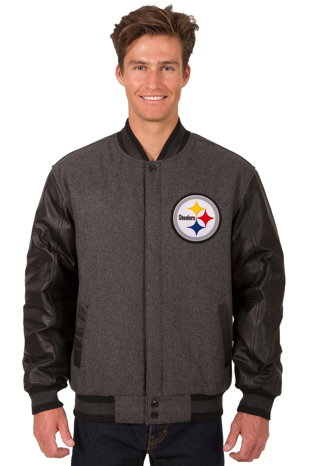Pittsburgh Steelers Reversible Wool and Leather Jacket