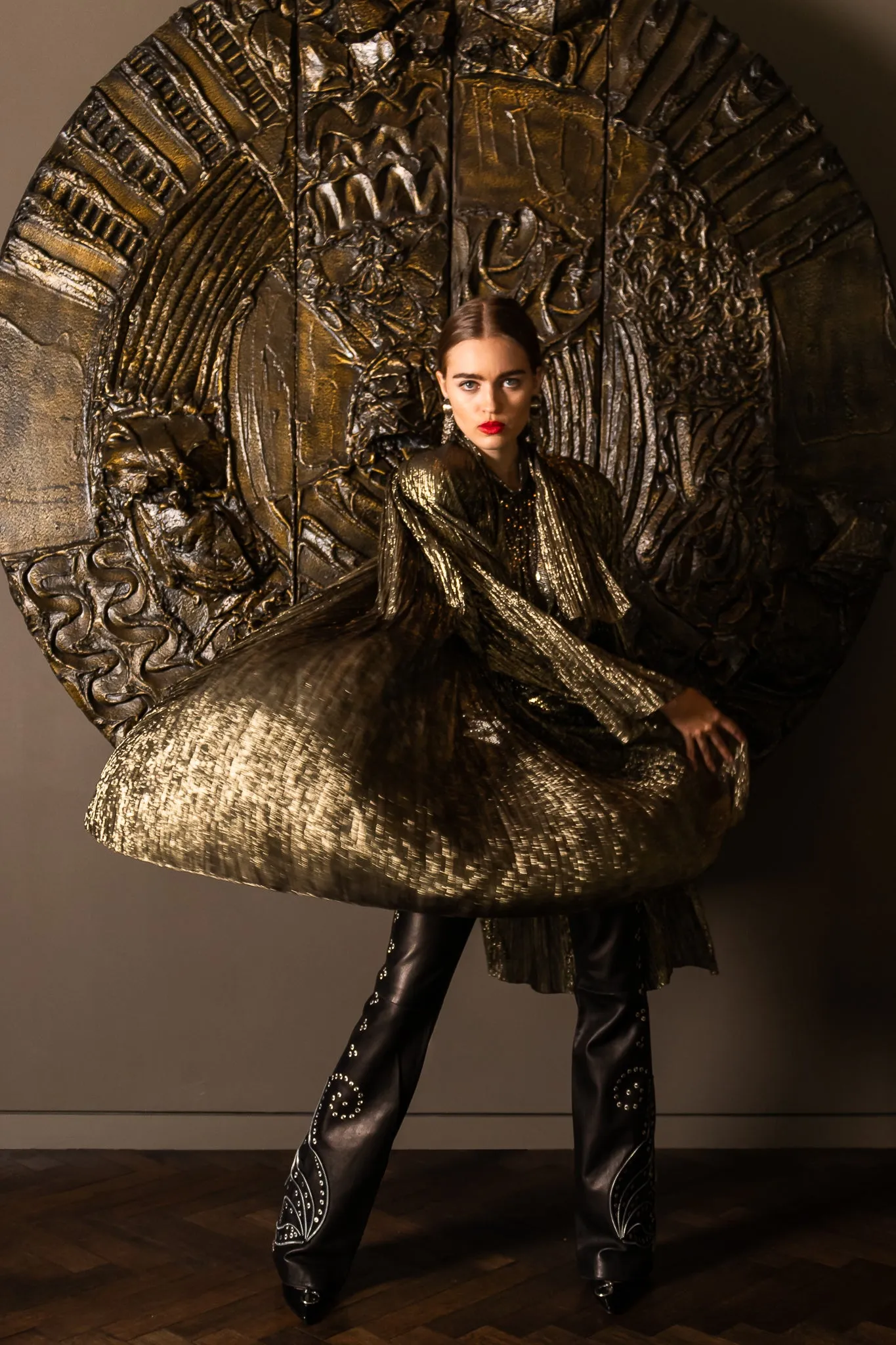 Plisse Lamé Duster Jacket