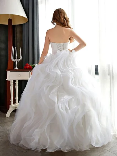 Plus Size Floor-Length Ruffles Ball Gown Wedding Dress