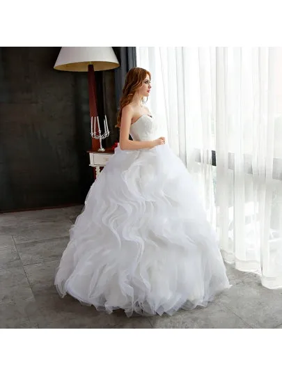 Plus Size Floor-Length Ruffles Ball Gown Wedding Dress