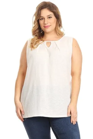 Plus Size Pleated Detail Keyhole Top Off-White - Pack of 6