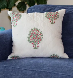 Pomegranate Tree Quilted Throw Pillow Cover