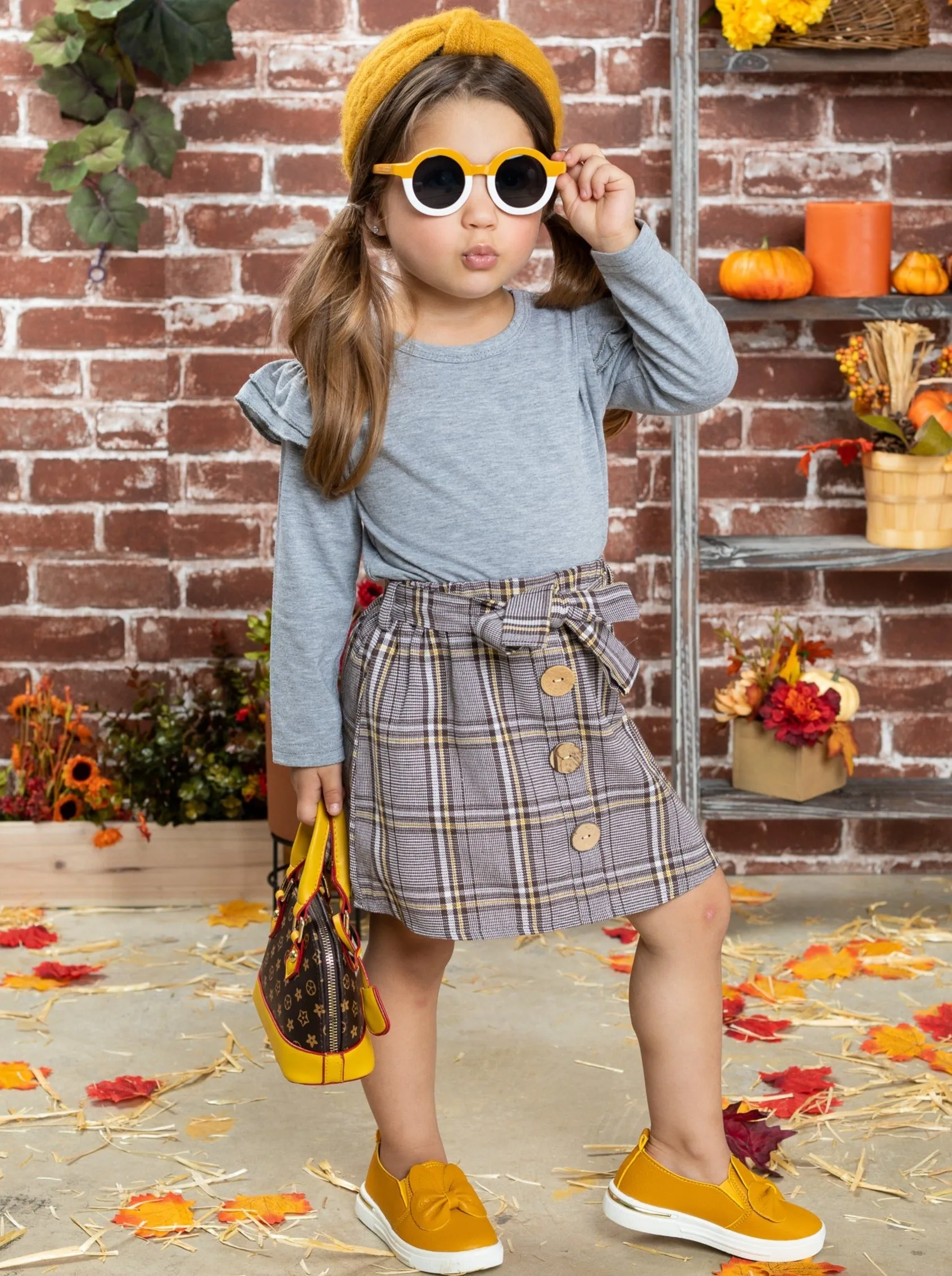 Preppy and Fab Top and Plaid Skirt Set
